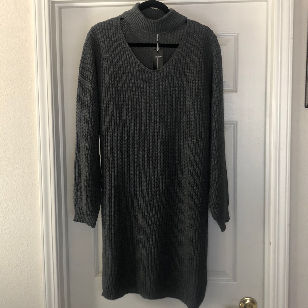 SOLUTIONS Gray Sweater Dress - XL